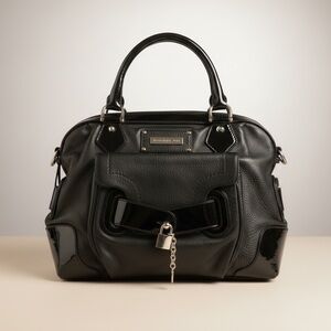 Barbara Bui Leather Satchel w/ Patent Trim | Structured Edge